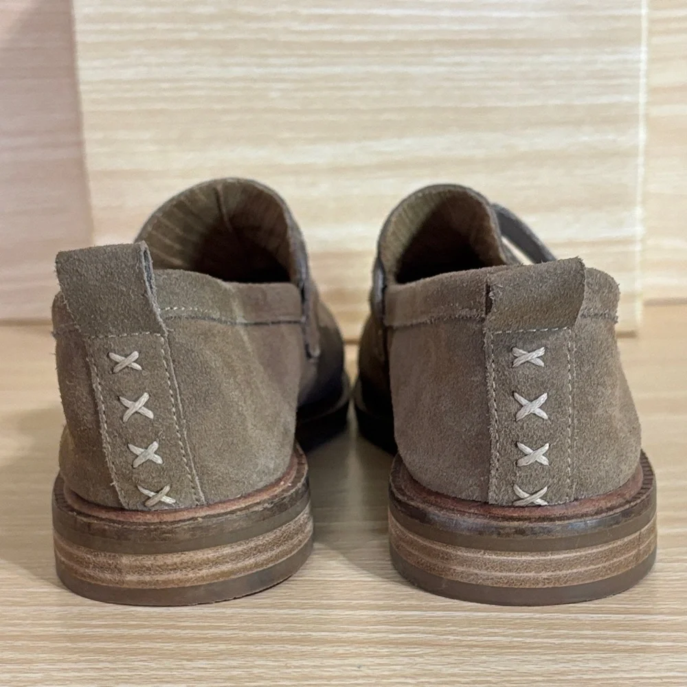 Kelsi Dagger Brooklyn Lens Suede Penny Loafers Taupe Women’s 8)